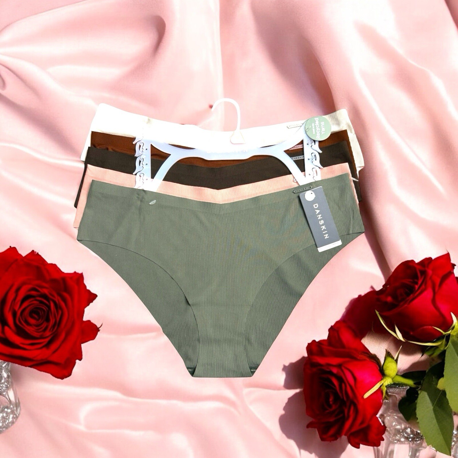 DANSKIN INTIMATES 5 PCS~Multicolor~No Show Panties Sz L~ Style DS4933~UNIQUE~$48