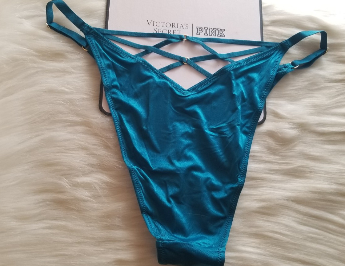 VICTORIA’S SECRET SMOOTH STRAPPY BACK ADJUSTABLE BRAZILIAN PANTY LARGE JADE NWT