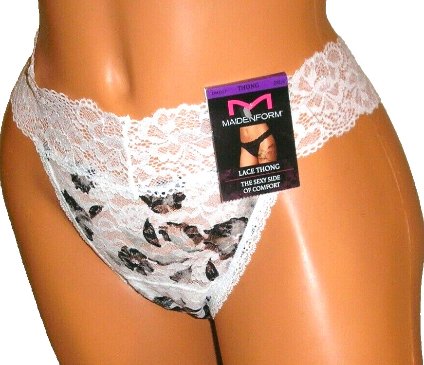 Panties Lingerie Maidenform Plus Floral Lace Thong Sz. 9 / 2XL Adult Gift