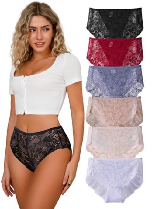 High Rise Cheeky Panties Womens Lace Briefs Ladies Cotton Sexy Underwear 6