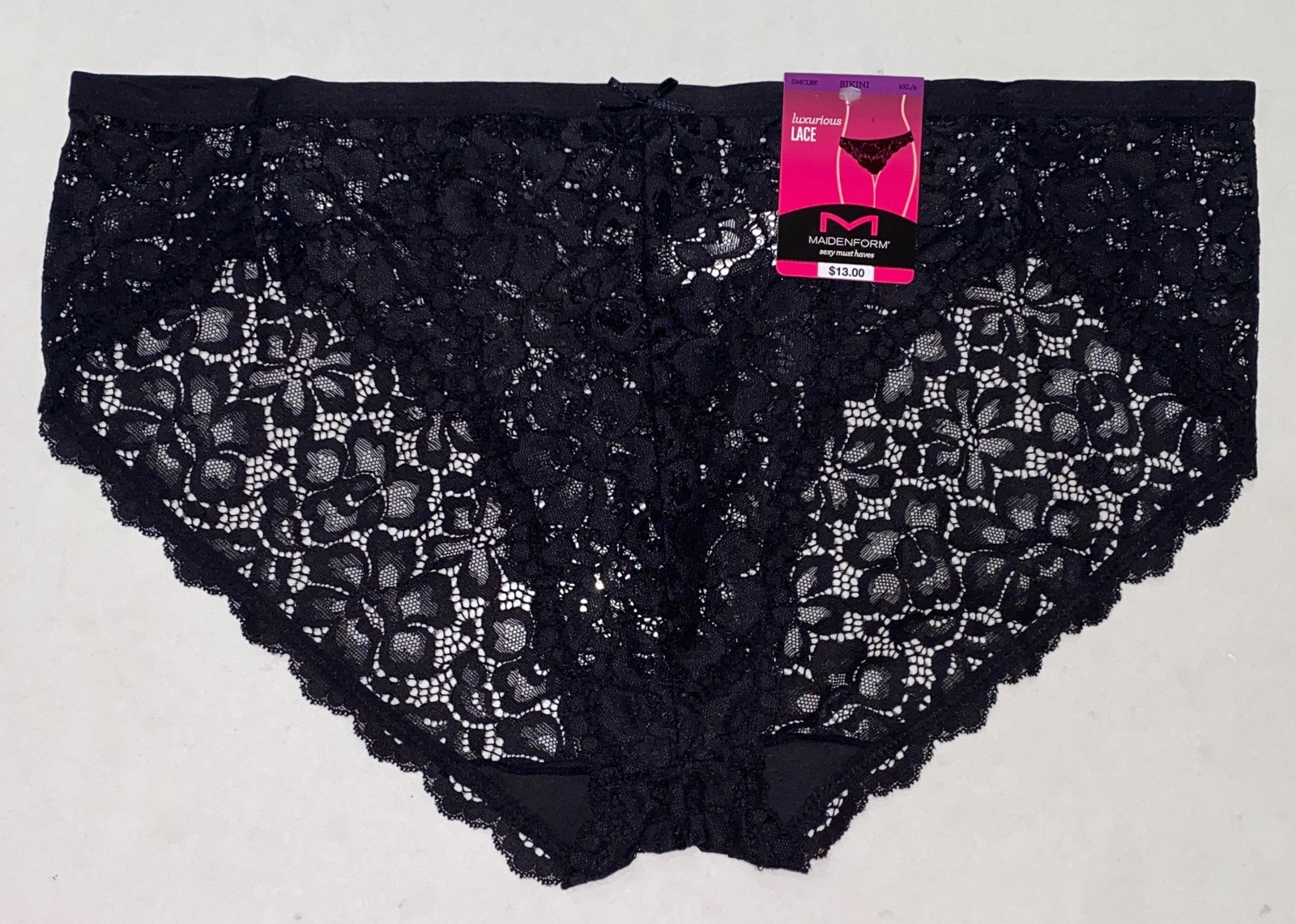 MAIDENFORM Luxurious Sexy Must Have Allover Lace Black Bikini Panty Womens M 2XL