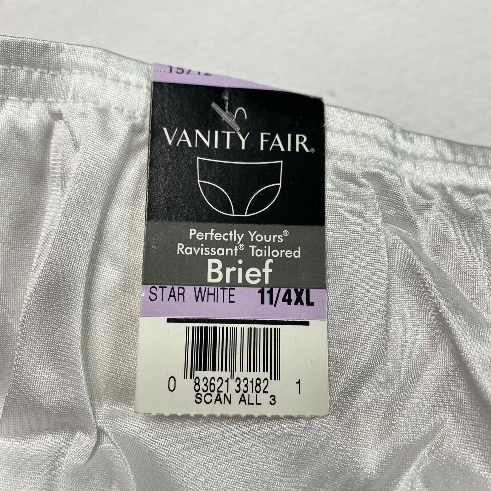 Vanity Fair Panties Brief sz 4XL Shiny White Lightweight Stretch Plus NEW LK29