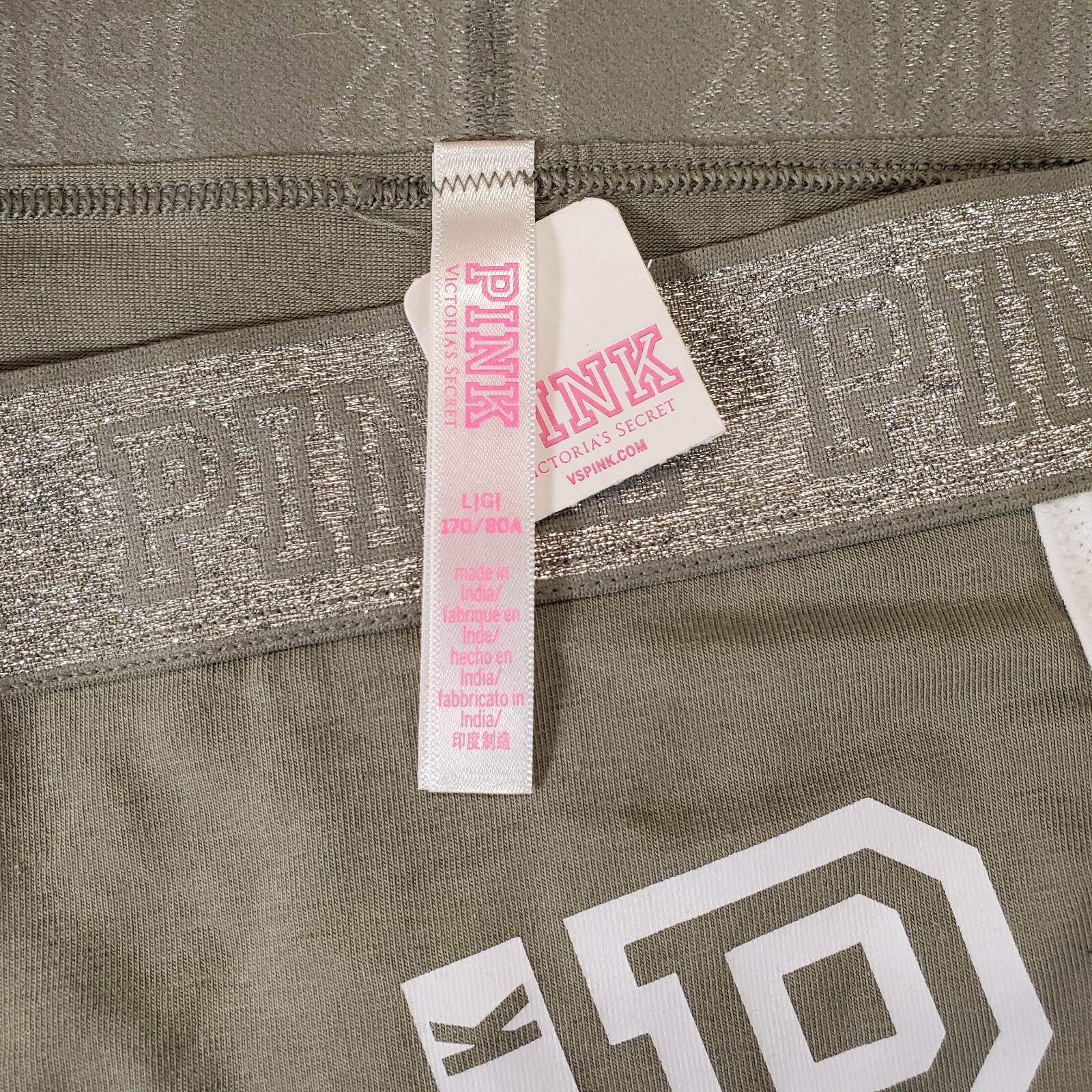 Victoria’s Secret PINK Glitter Logo Green Boy Shorts Shortie Panty L NWT Sexy