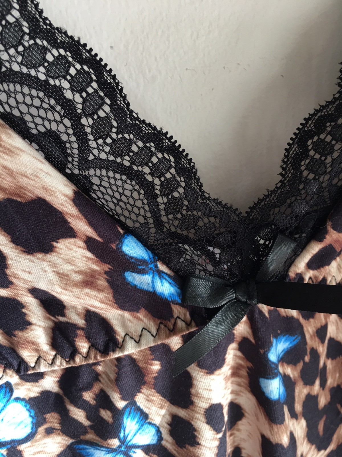 Avidlove Women Lingerie Butterfly Leopard Spaghetti Strap Nightgown Chemise – XS