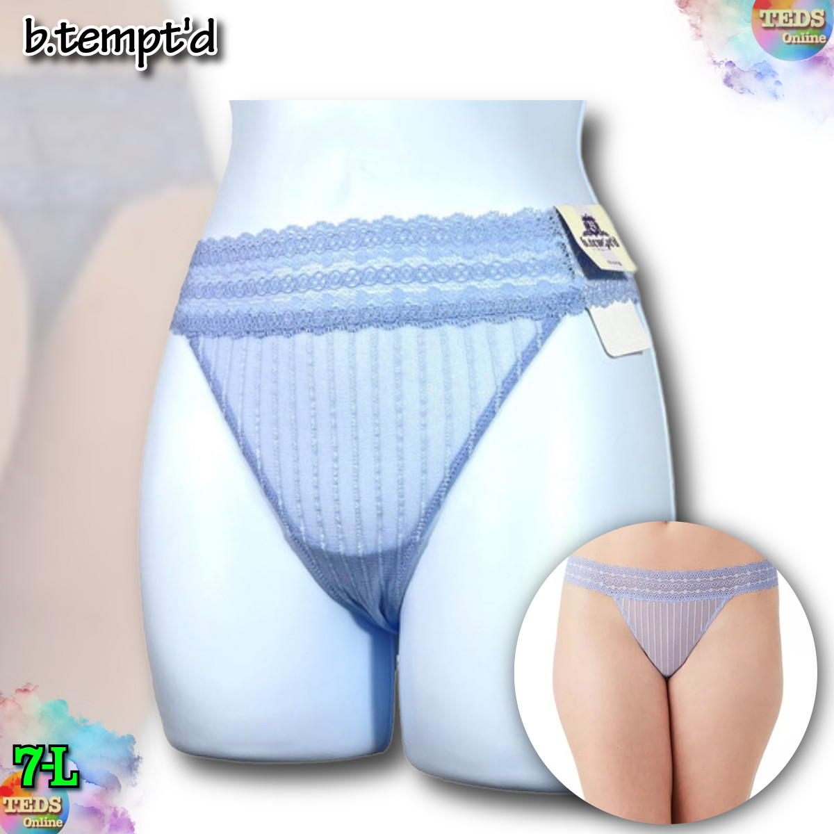 NWT b.tempt’d by Wacoal Women’s L Well Suited Thong 979242 Blue
