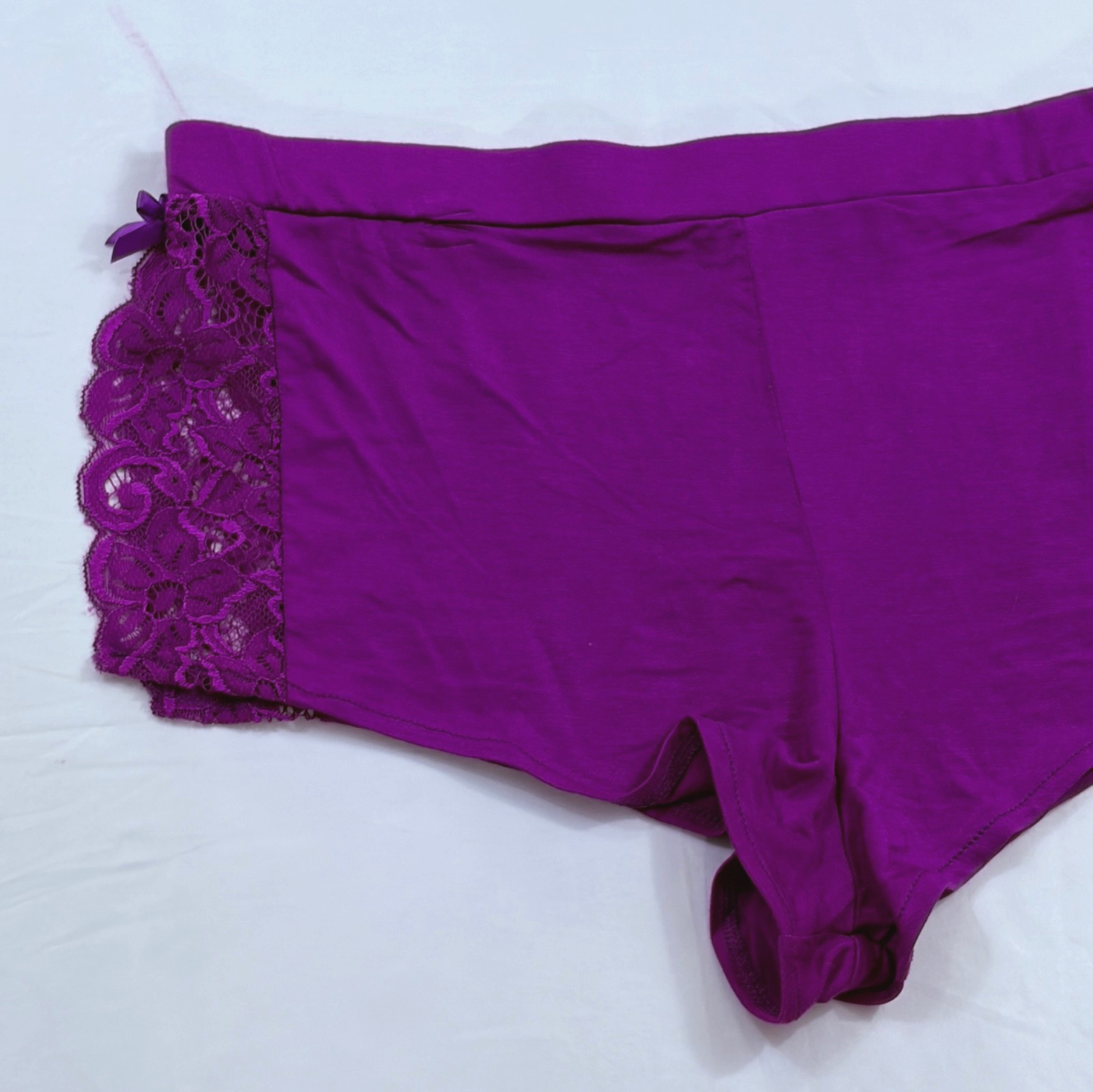 women’s boy short underwear size XL purple lace wide leg relaxed viscose