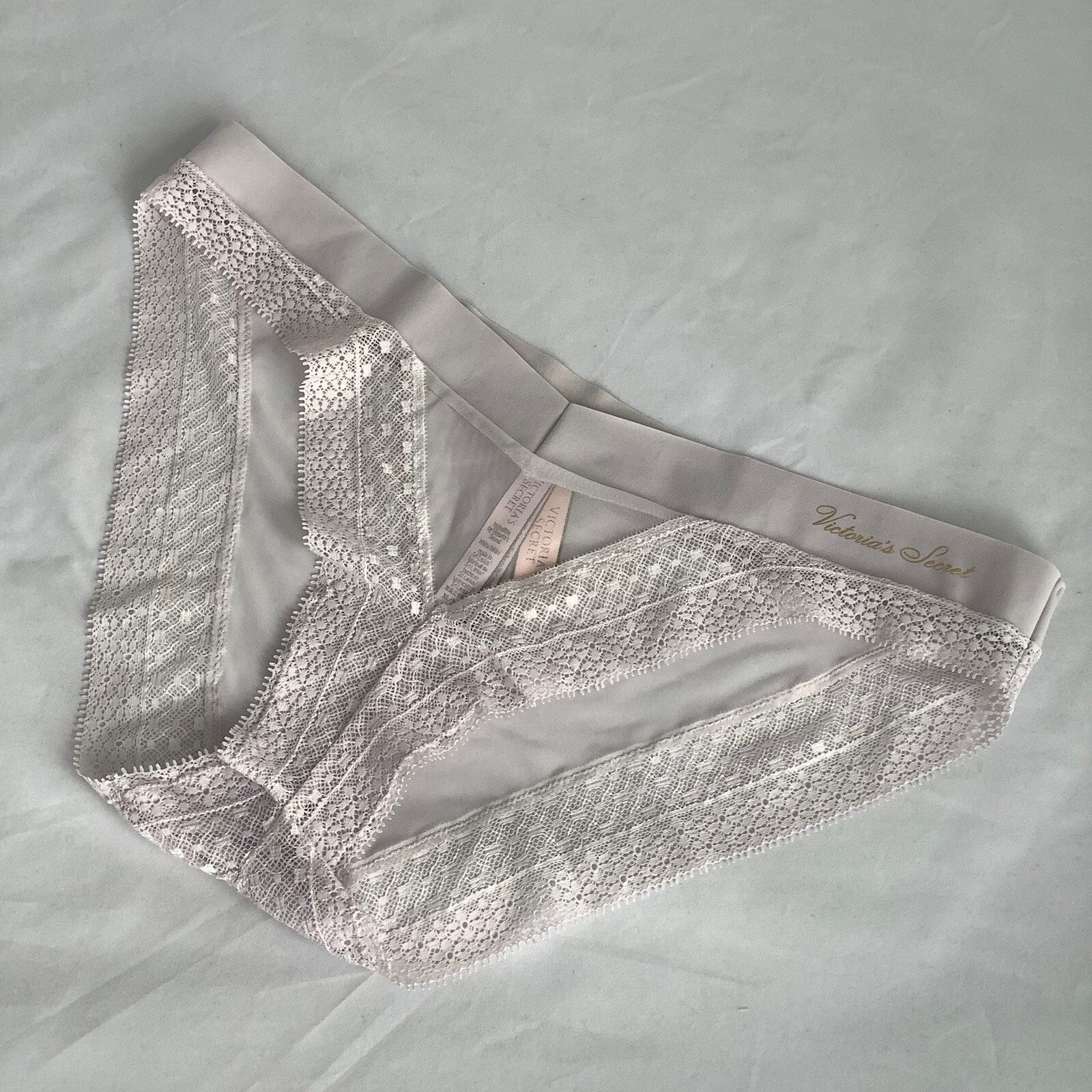 Victoria’s Secret Incredible Pale Lilac Grey Lace Bikini Panties – Size XL BNWT