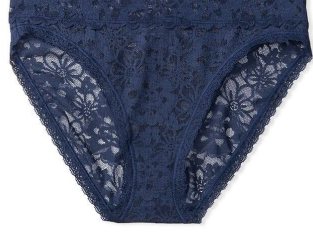XL Navy THE LACIE Full Floral Lace Stretch Victorias Secret HighLeg Brief Pantie