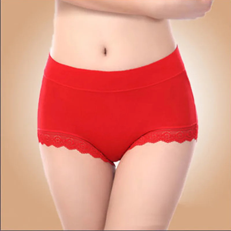 Women’s Lace Modal Panties High Waist Soft Breathable Comfortable Briefs