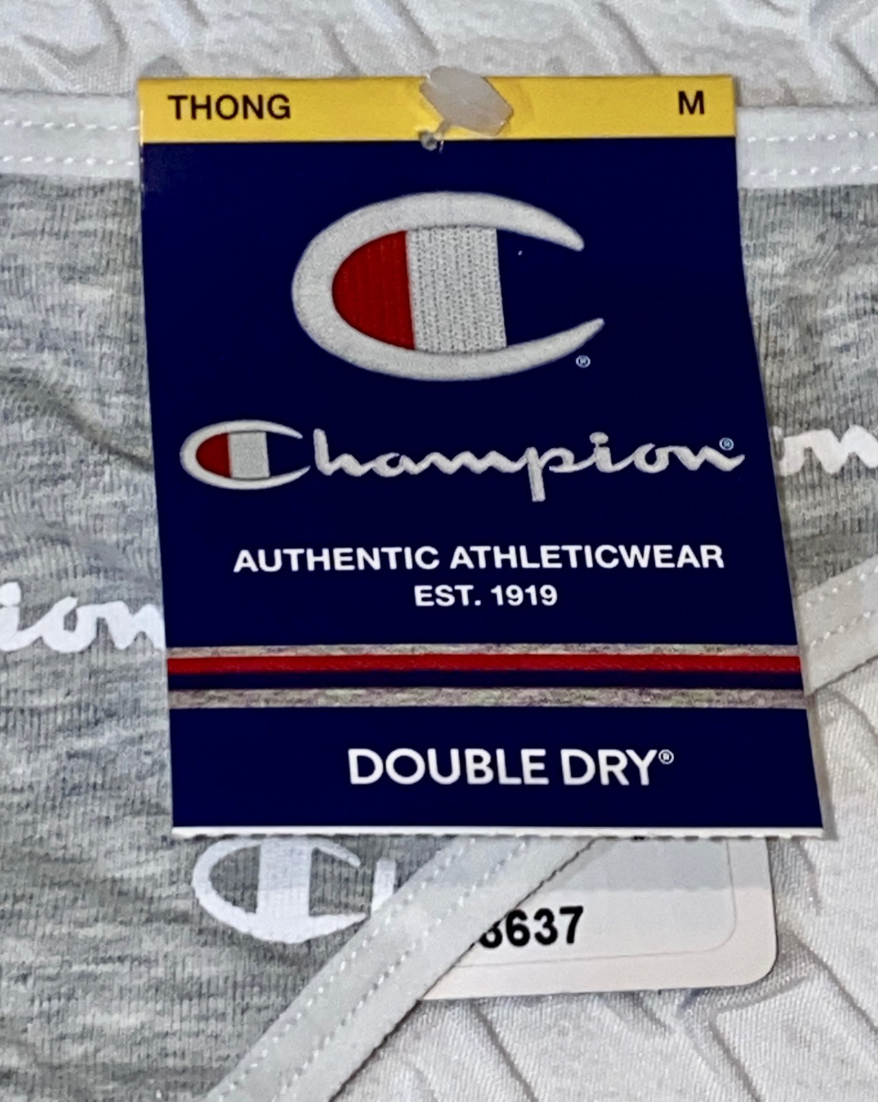 CHAMPION Thin Waistband Logo Grey Cotton Heritage Thong Panty Women S M L XL 2XL