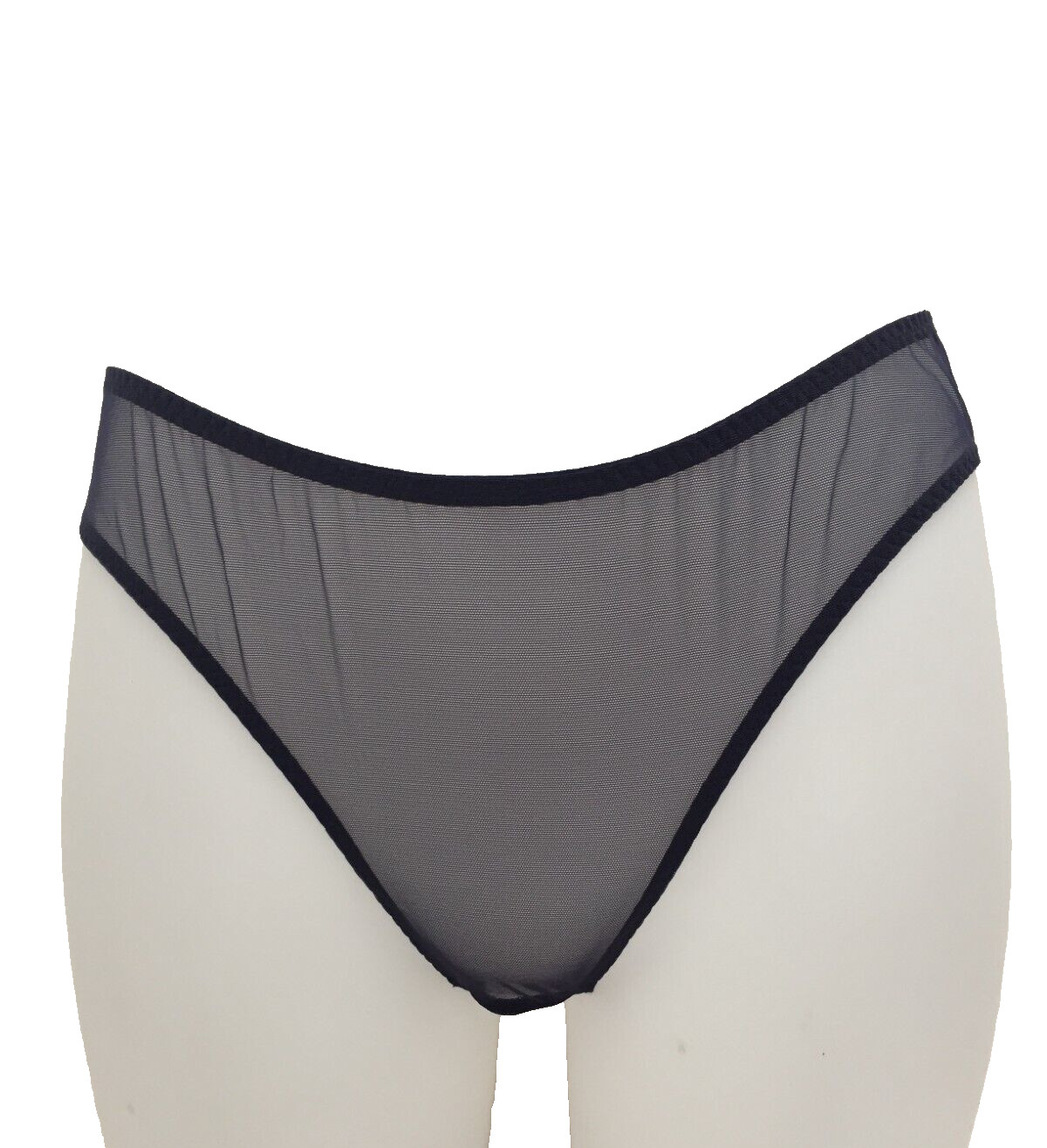 Myla Women’s Briefs Size M Navy Crotchless Mesh Panel Semi Sheer Stretch New* F1