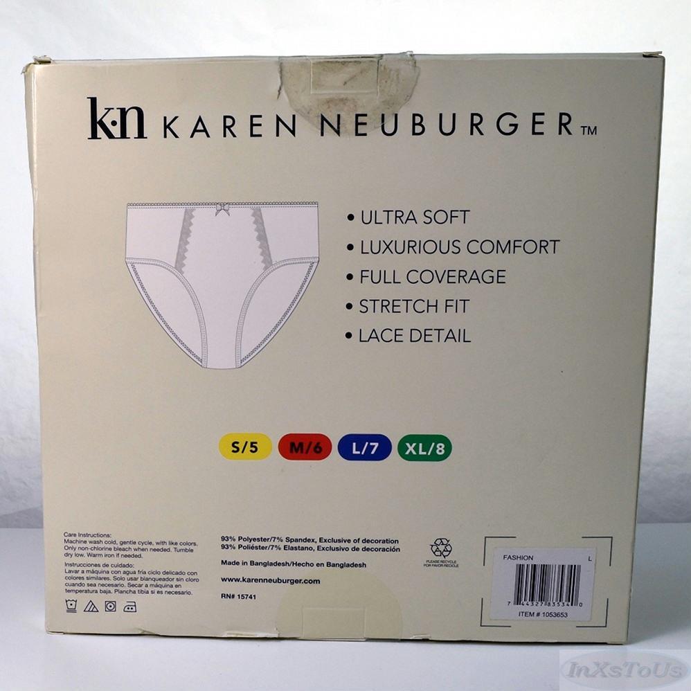 4 Karen Neuburger Womens Brushed Microfiber Hi-Cut w Lace Brief Fashion Size S-M