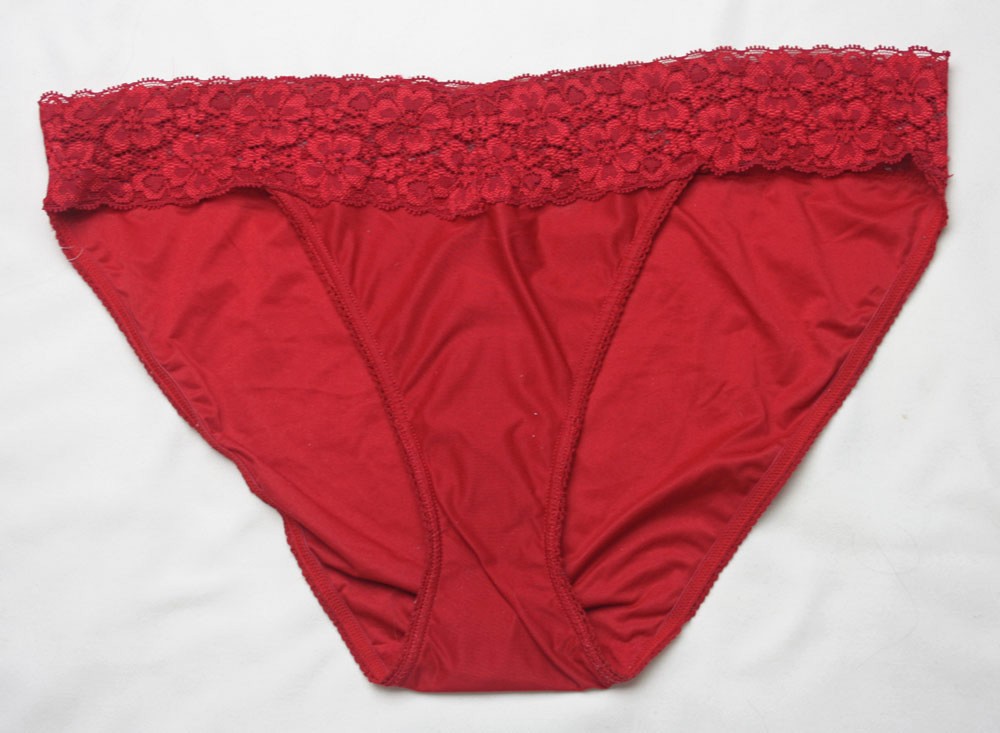 Maidenform Red Panties with Wide Lace Waist Style 40241- Size Large