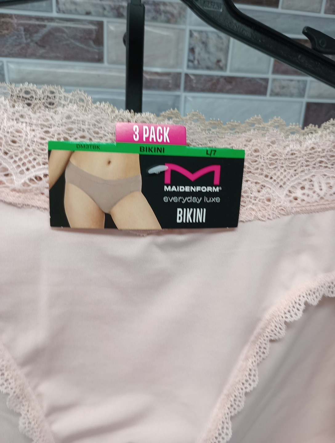 NEW 3 Pair Maidenform Everyday Luxe BIKINI Panties L/7 Multi-Color DM3TBK A1lV