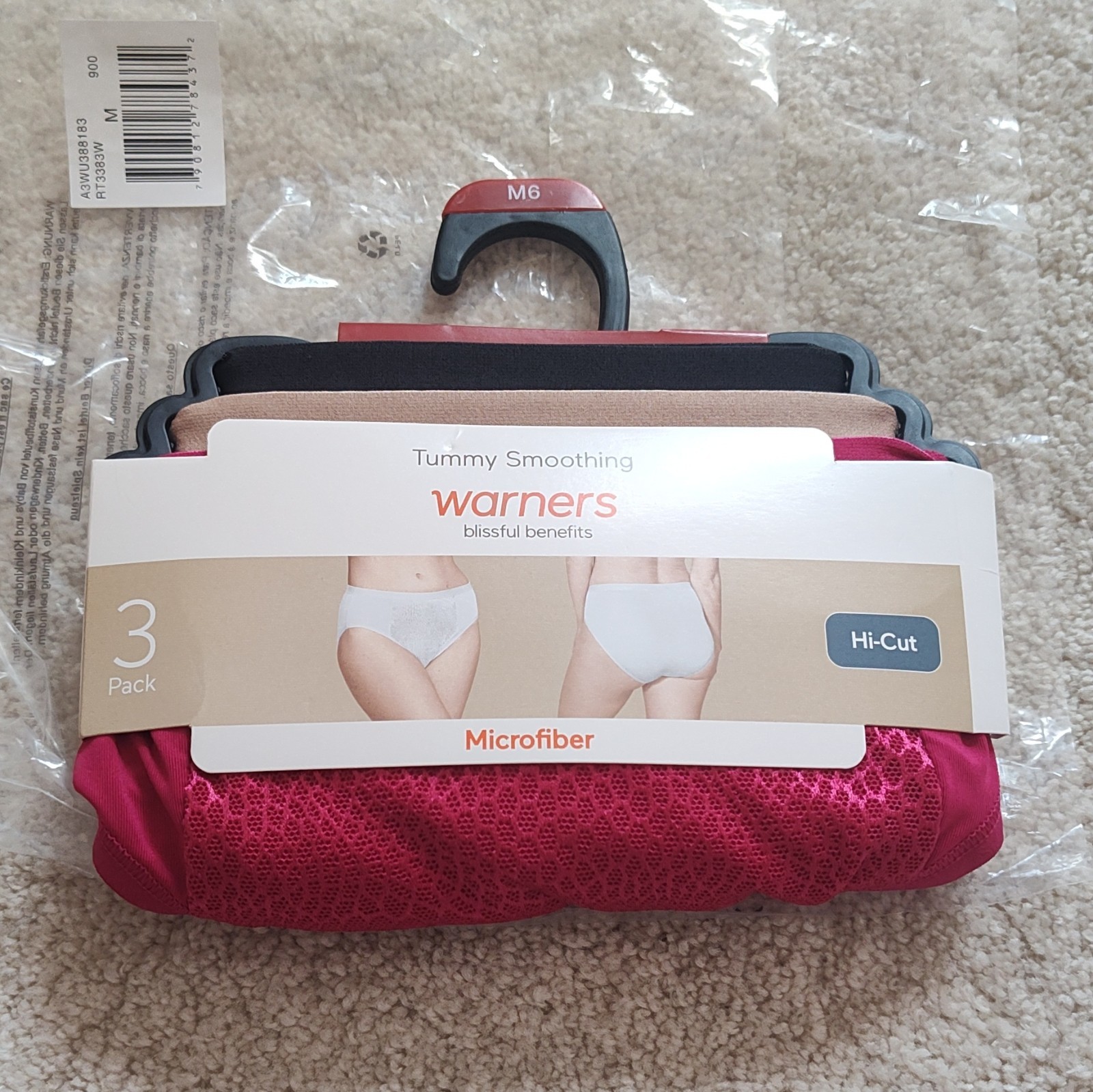 Warner’s Tummy Smoothing Microfiber Hi-Cut Full Coverage Panties 3pk M