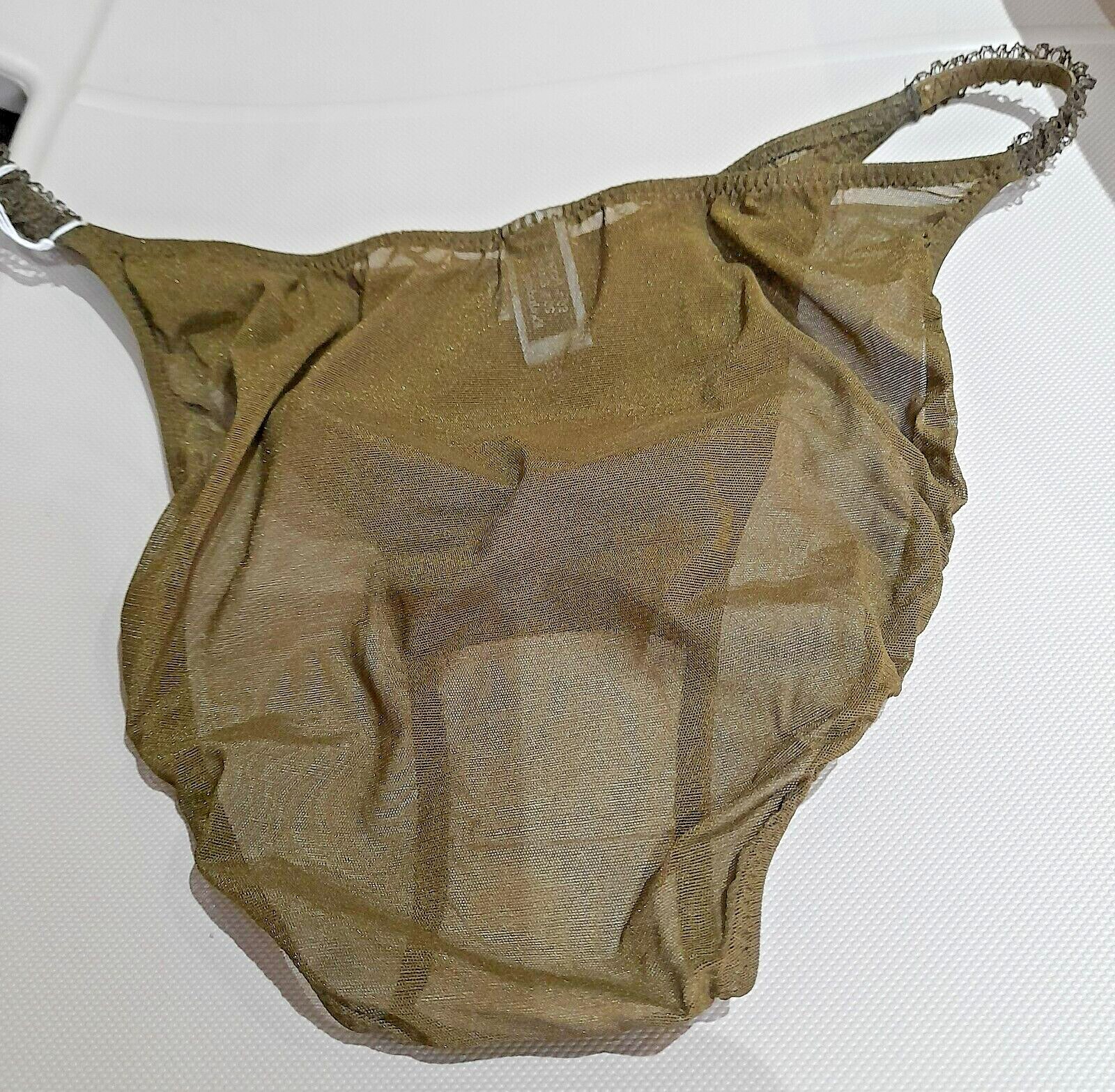 Janet Reger London Sheer Olive Mesh String Sided Brief