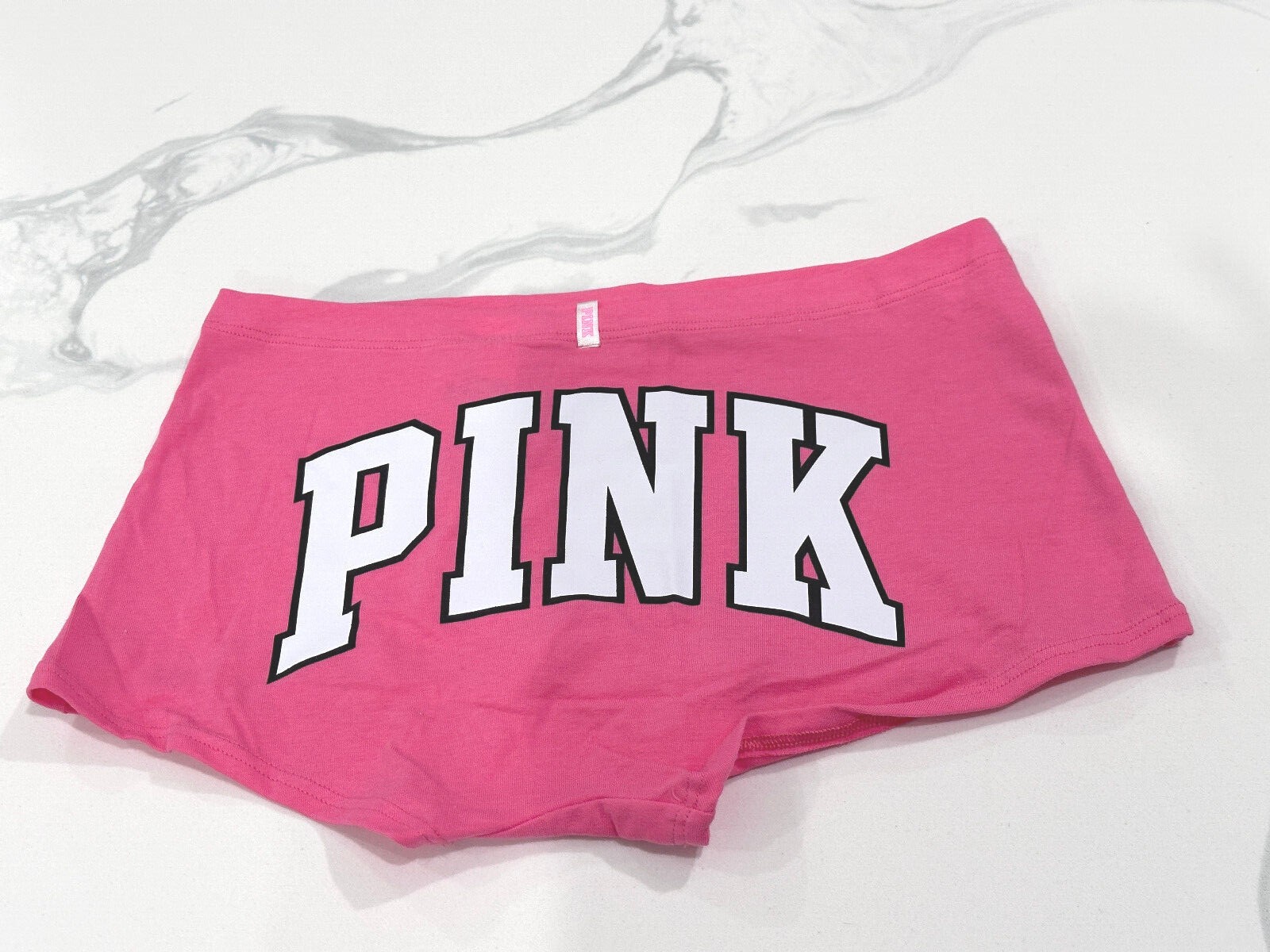 Victoria’s Secret PINK Cotton Shortie Boyshort Panty Coral Pink Logo