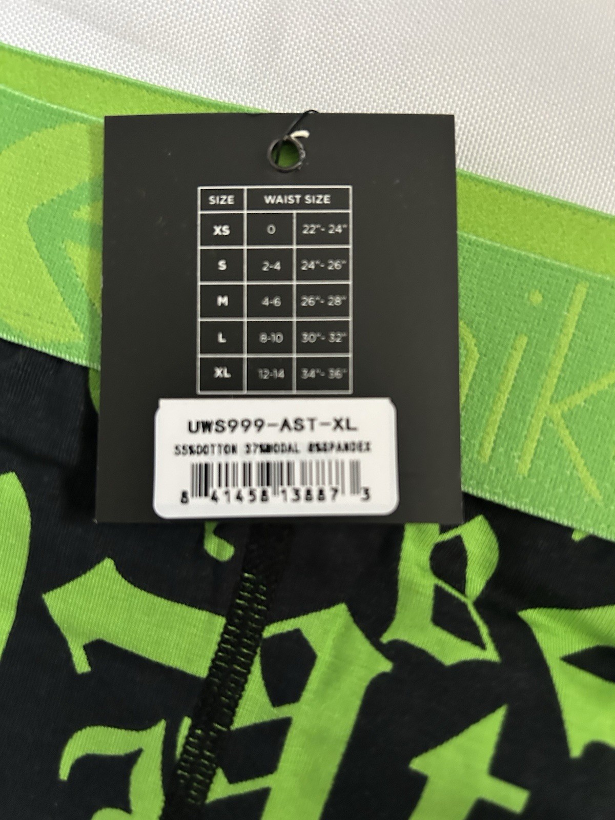 Ethika The Staple Women’s XL Boyshort Black Green Letters