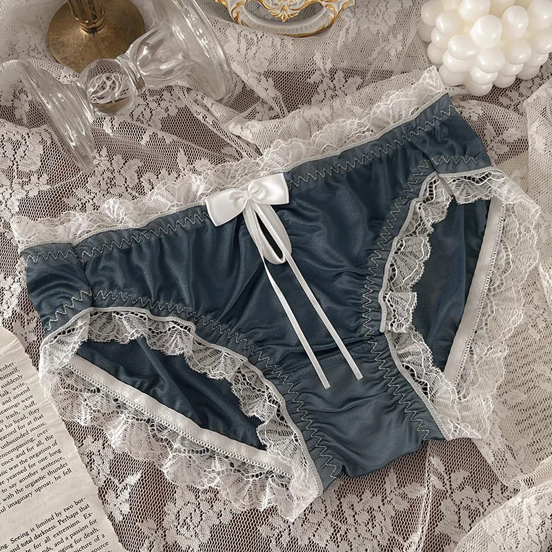 Lace Mesh Panties Low Rise Hollow Bow Soft Breathable Women’s Underwear