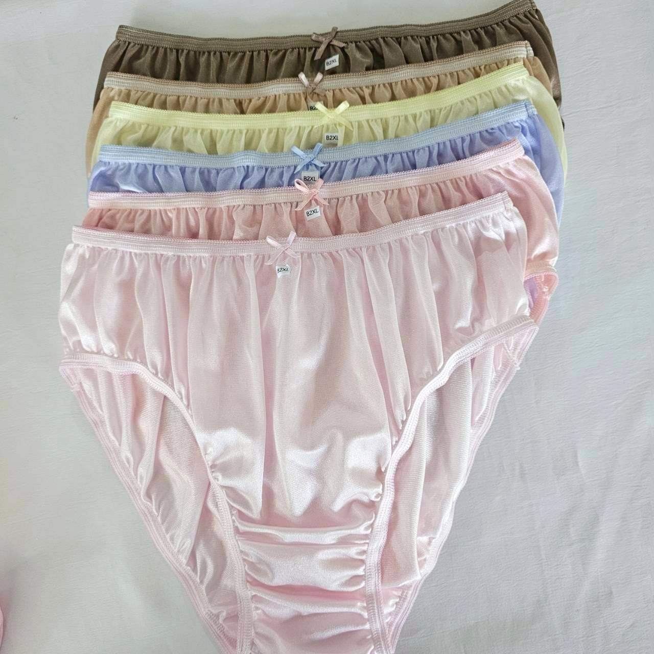 6 Plus Bikini Underwear Nylon Woman Panties Smooth Soft Briefs Mid-Waist/Mix/2XL