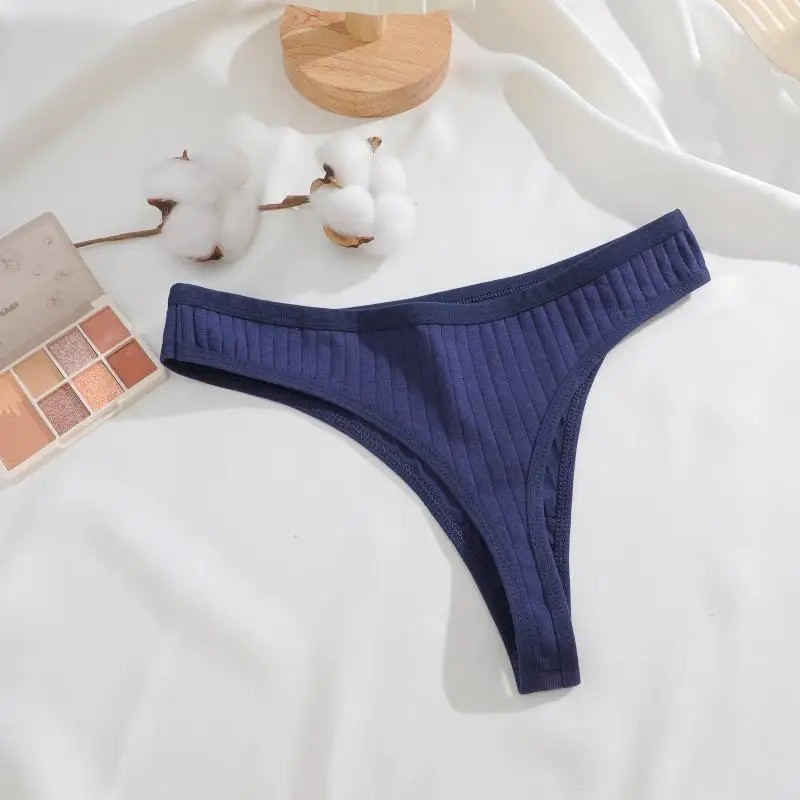 8 PCS Sexy Women Seamless Thong Panties Cotton Low Rise Soft Ribbed G-String Set
