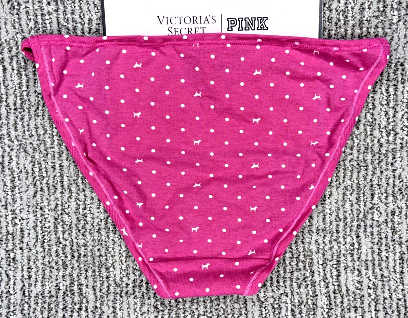Victoria’s Secret PINK NWT Medium Pink Polka Dot String Bikini Panty Sexy Cute