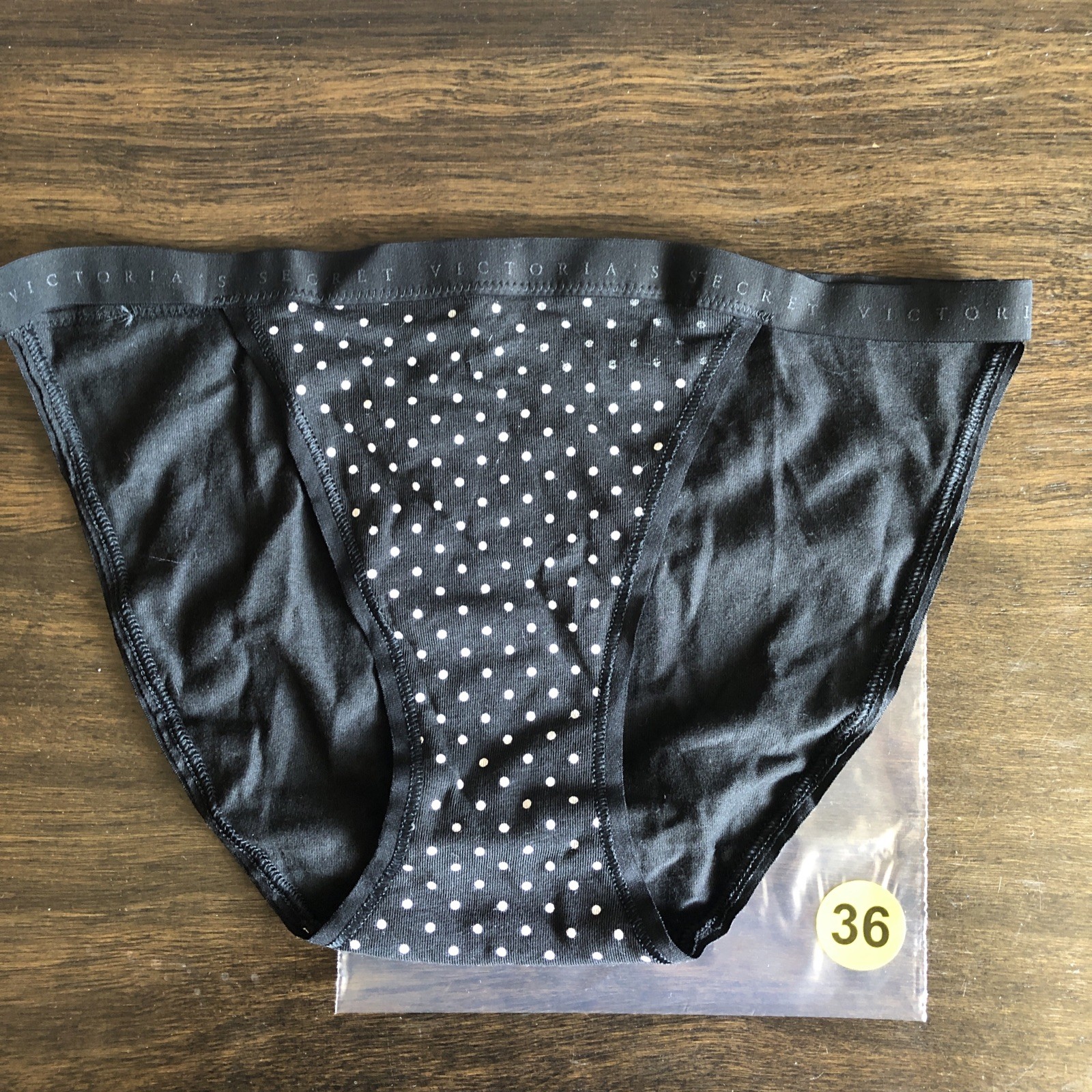 Victoria’s Secret Small Black Polka Dots String Bikini Panties