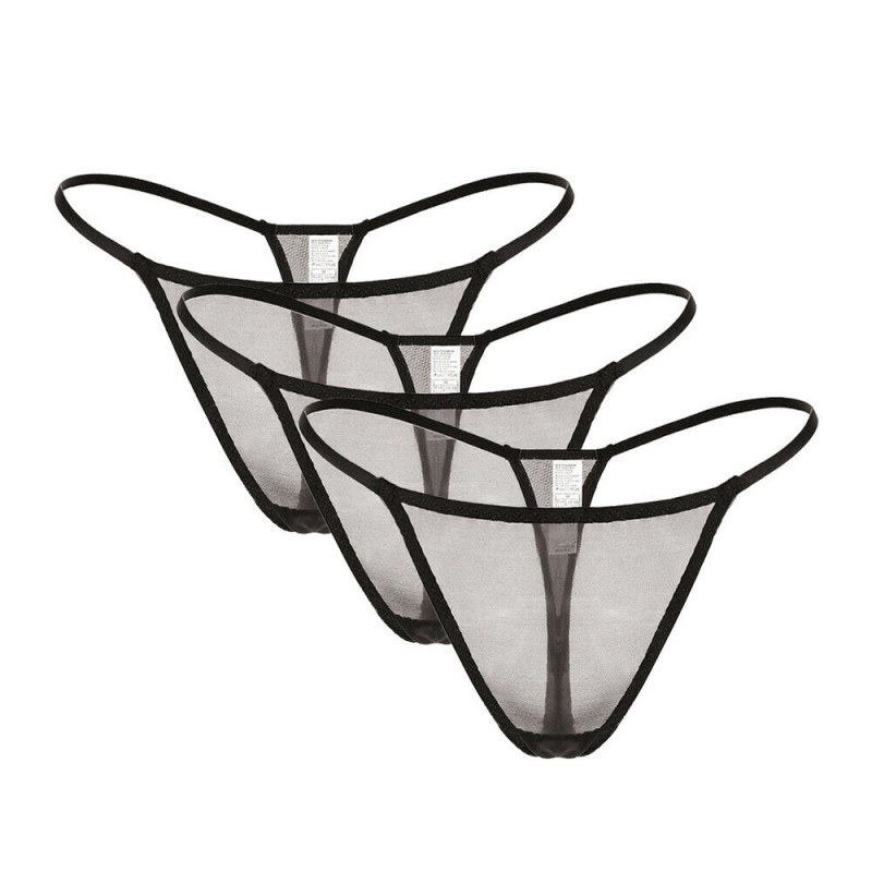 Sheer Mesh Bikini Panties 3 Pack Sexy See-through Low Rise Thongs