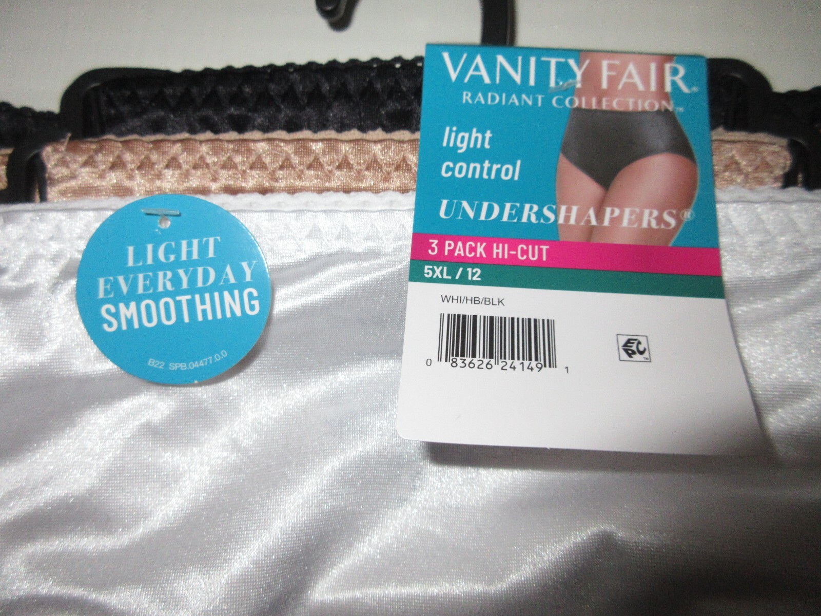 Vanity Fair Radiant 3-Pairs HI-CUT Brief Panties Nylon white black satin ~ 5X/12