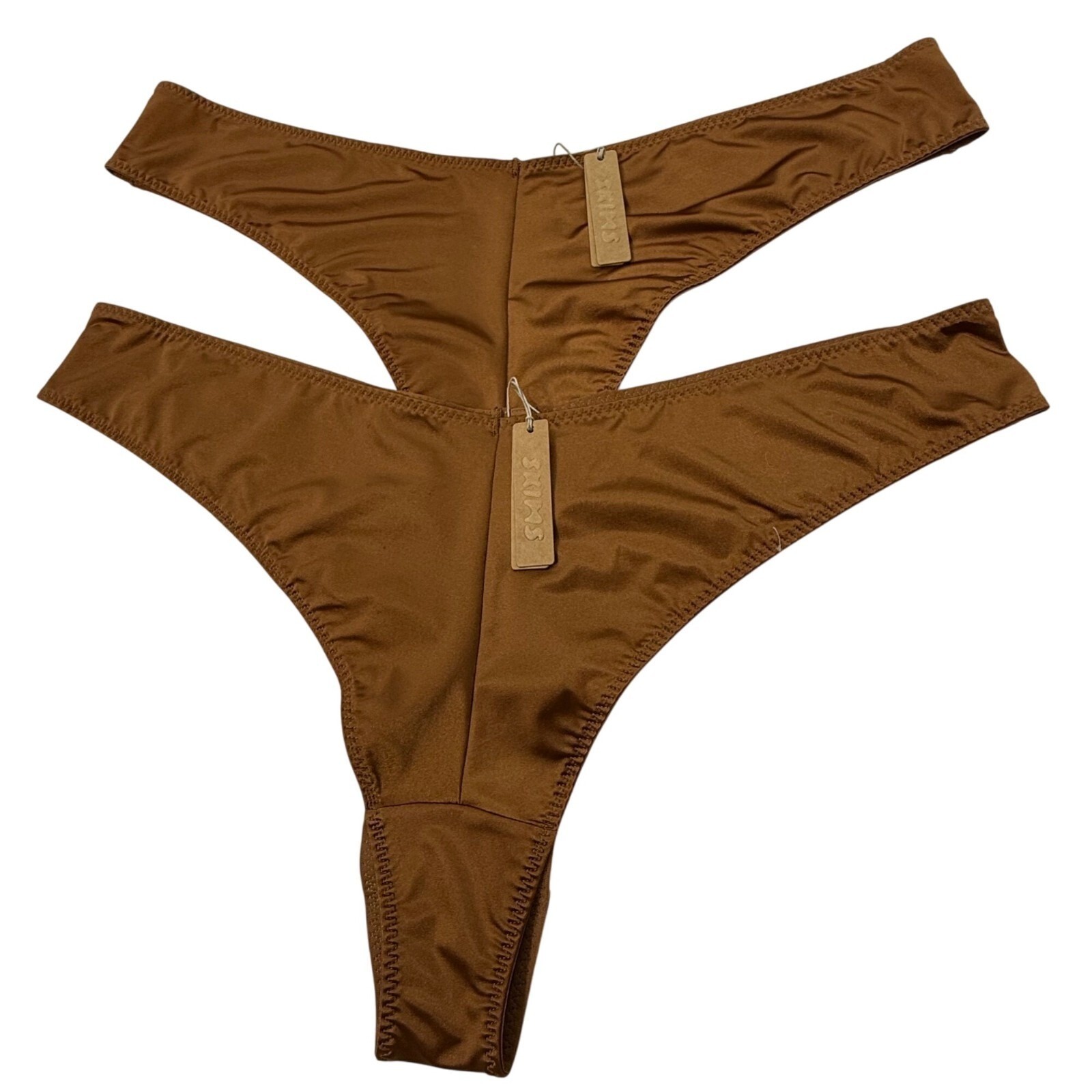 SKIMS Stretch Satin Cheeky Tanga Lot of 2 Bronze 4X