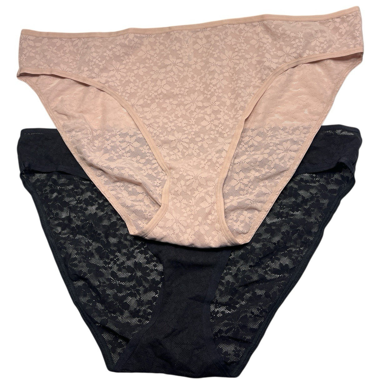 Old Navy Bikini Underwear Women 2X Black 3X Beige Floral Lace Stretch Comfort