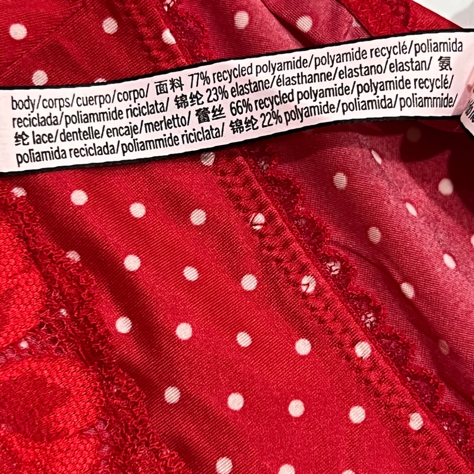 NWT VICTORIA’S SECRET Body Hiphugger Hipster Sz XS-S-M-L-XL Red Dots Silky Lace