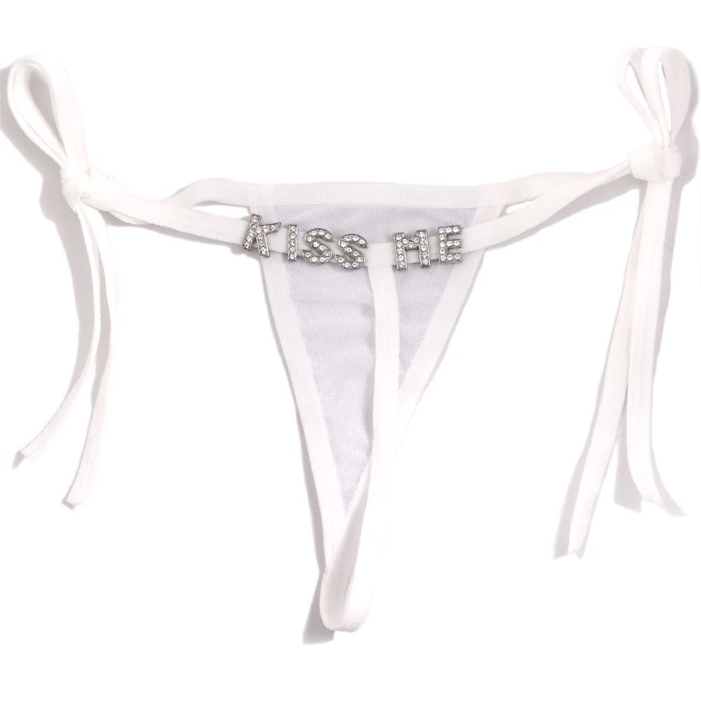 Sexy Women G-string Custom Name Thong Crystal Waist Chain Personalized Panties