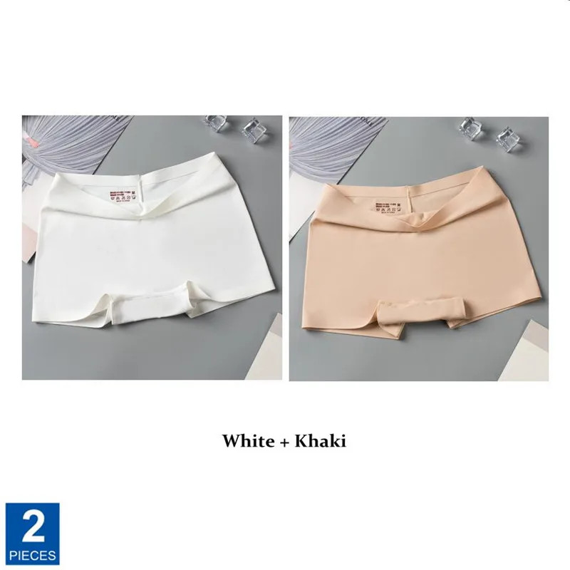Seamless Silk Boyshorts Soft Solid Color Plus Size Women’s Underwear 2 Pcs