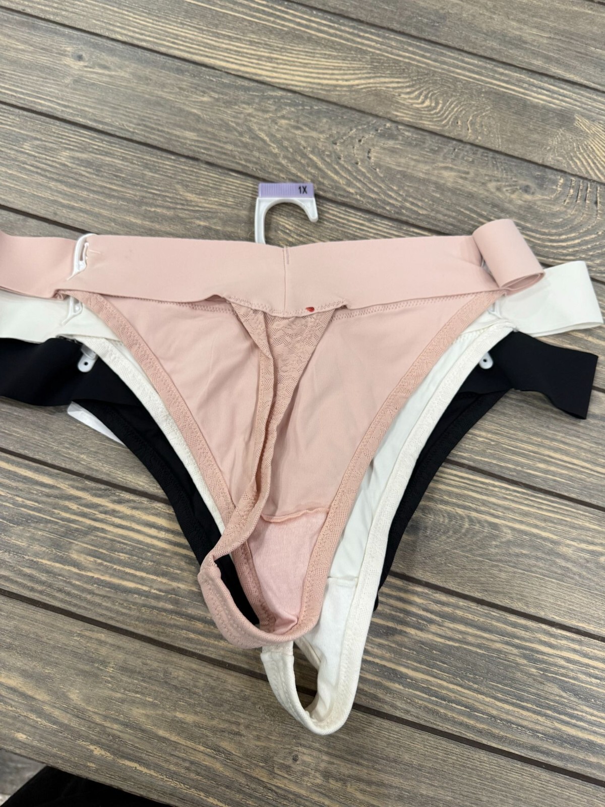 3-Pack Womens Thong Underwear 1X By Tranquil & True – Black White & Pink