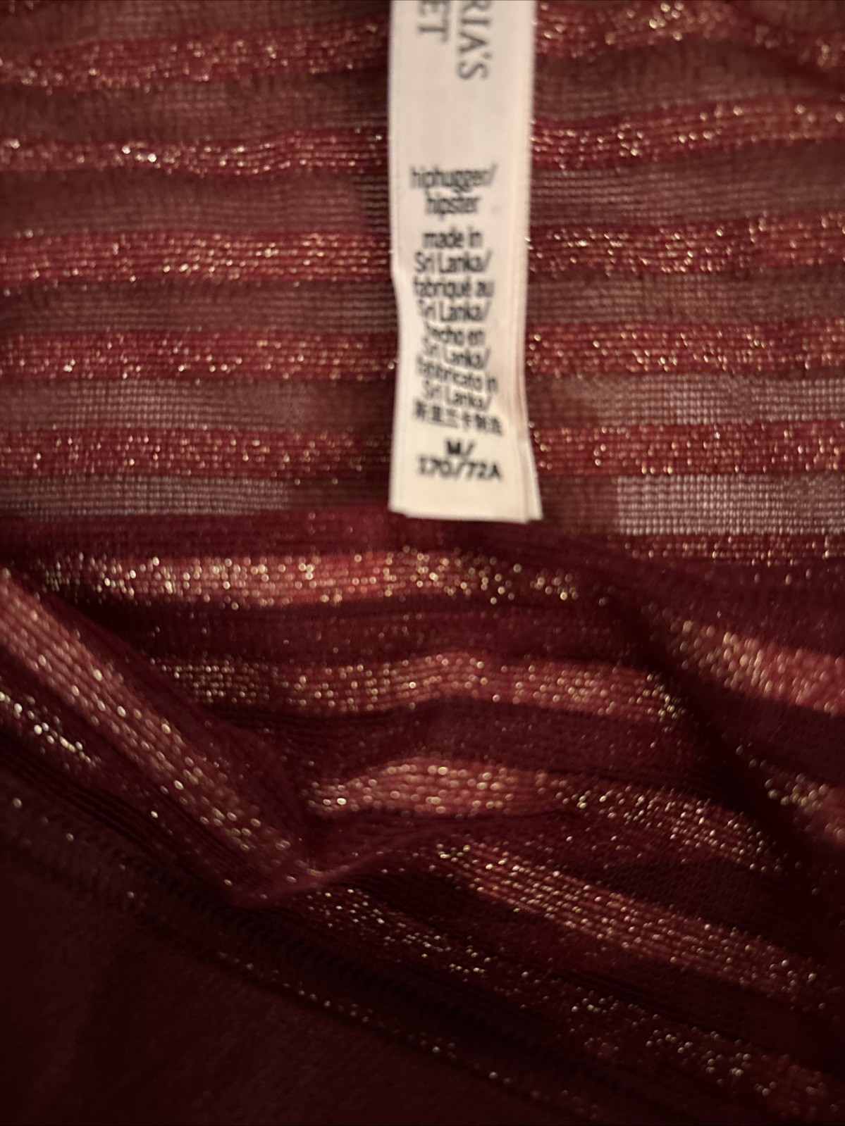 Victoria’s Secret Medium Dark Red Mesh Striped Hipster Panties