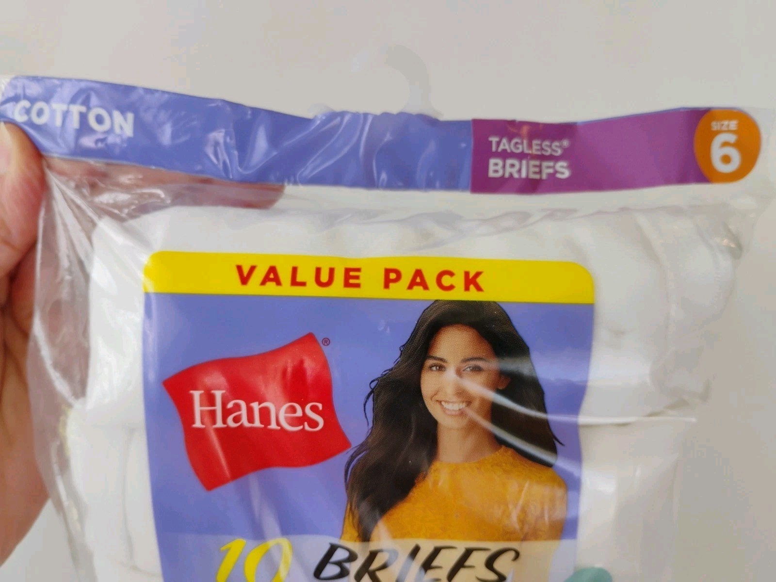 NIP Hanes Tagless Briefs Breathable White Cotton Underwear, 10 Value Pack Size 6