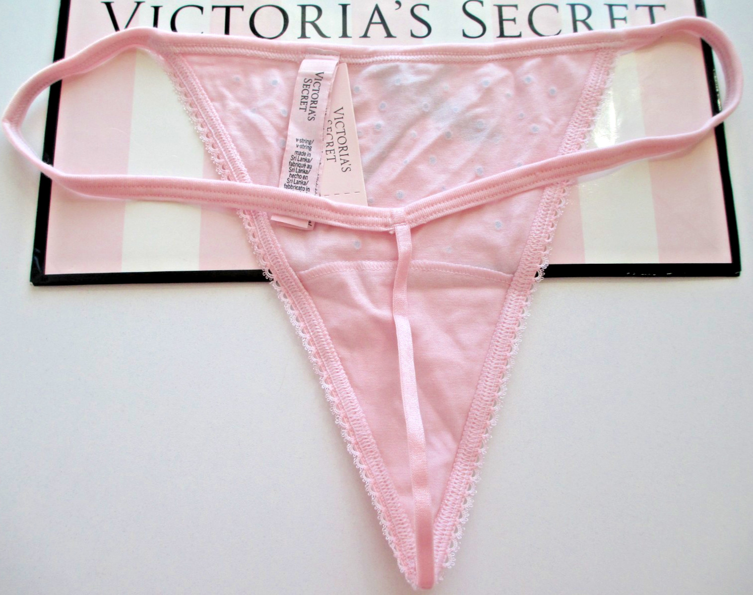 VICTORIA’S SECRET Cotton V-String Thong Panty S M L XL Pink Shine FREE SHIP 4+
