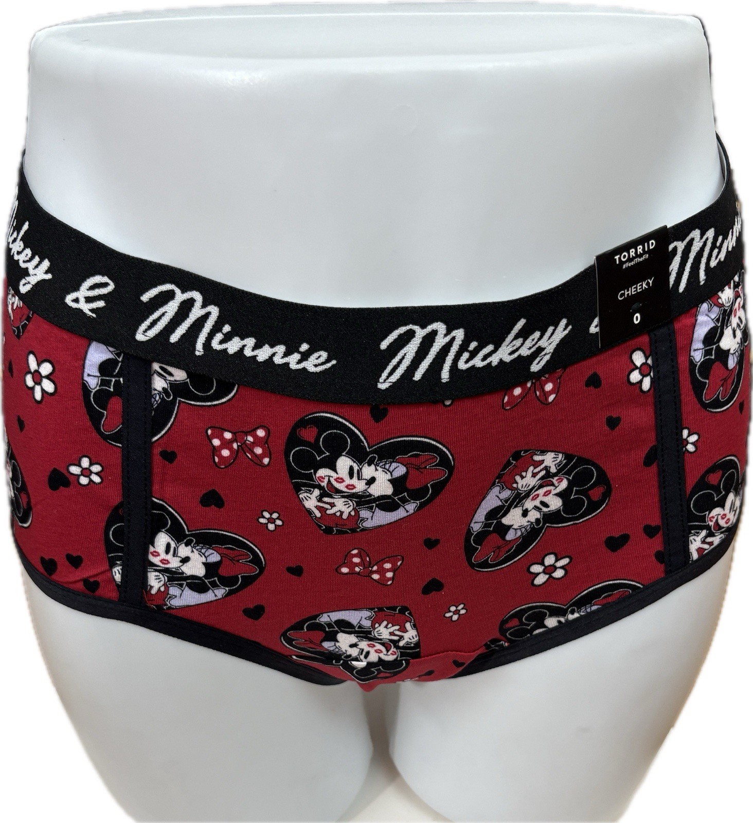 Disney +2 Logo Red/Black Mickey & Minnie Mouse Heart Graphic Cheeky Panties