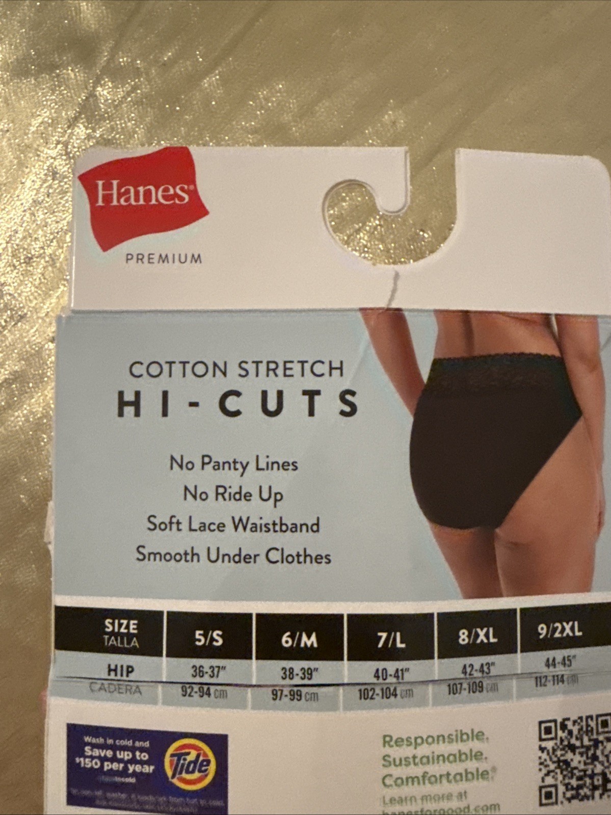 NWT Hanes Premium 4 Pair Cotton Stretch No Pinch No Dig Lacy Hi-Cuts Size 6/M
