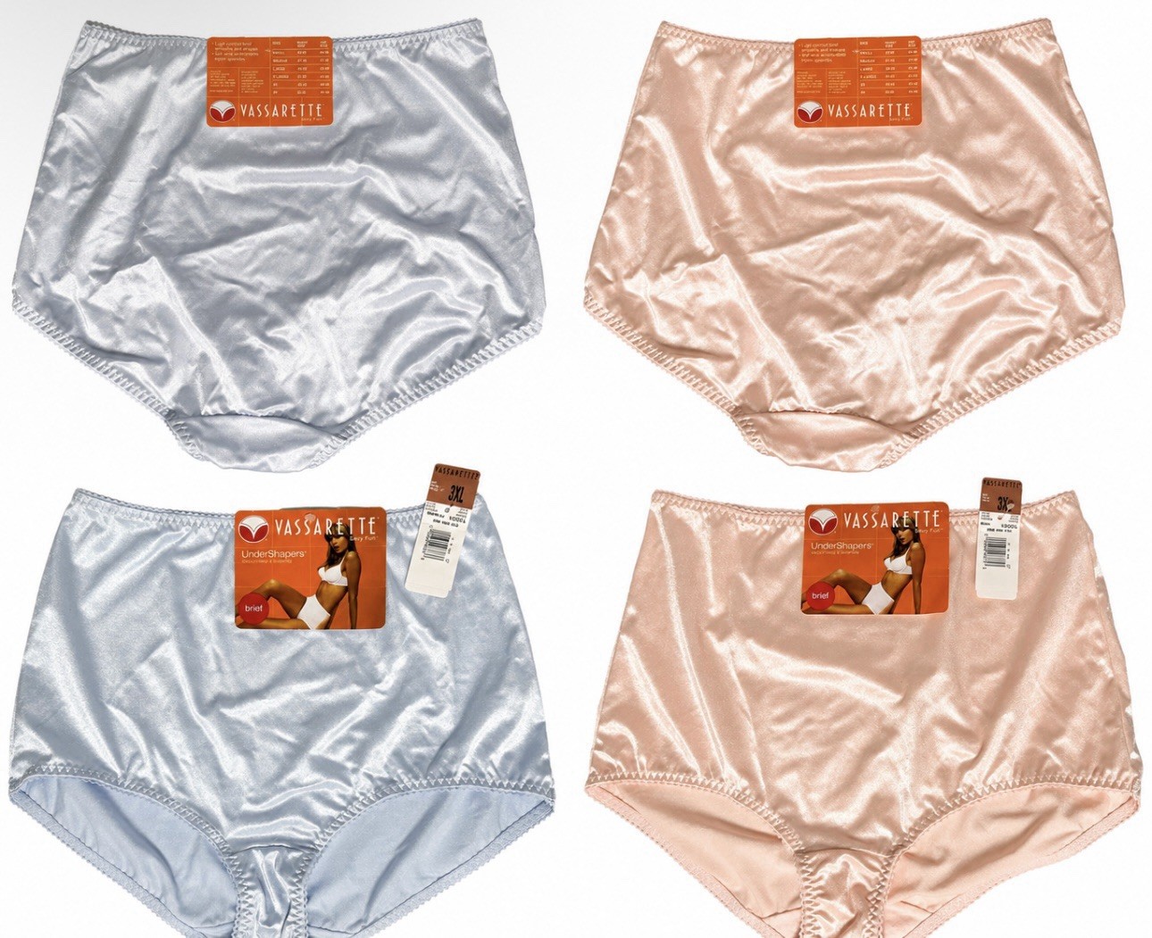 Vassarette Undershapers Smoothing & Shaping Brief Panty Womens 3X NWT Set Of 2