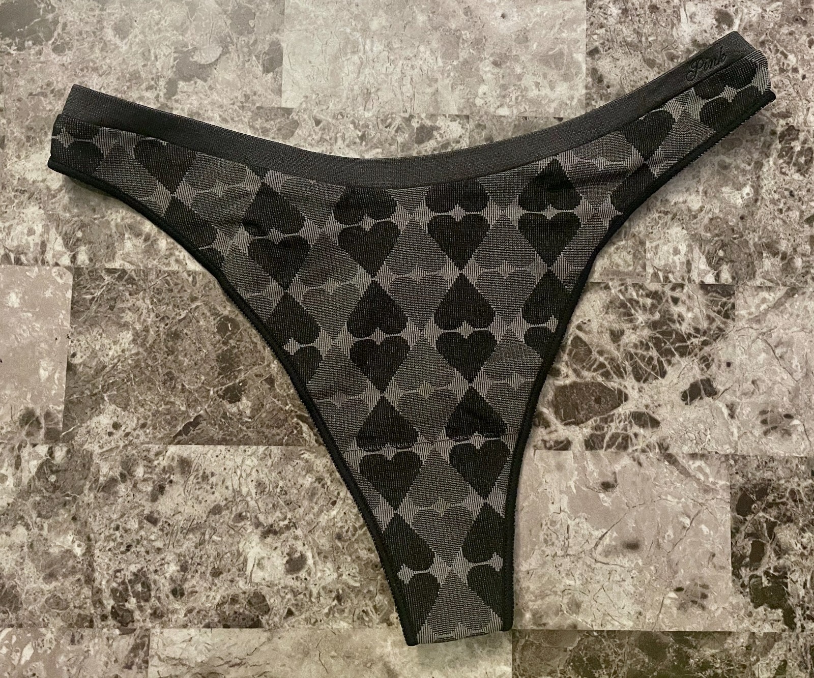 VICTORIA’S SECRET PINK GRAY HEART OMBRE STRETCH SEAMLESS HIGH LEG THONG PANTIES