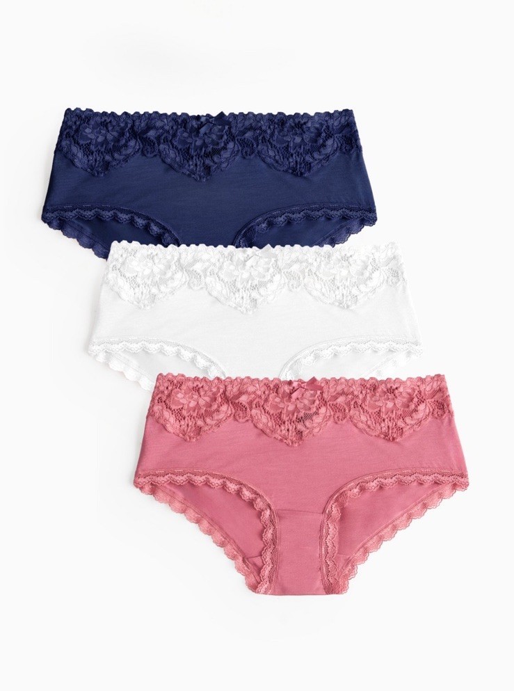 Ladies3 Pack Multi Midi Plan lace details Knickers, Elegant Lace Panties size 20