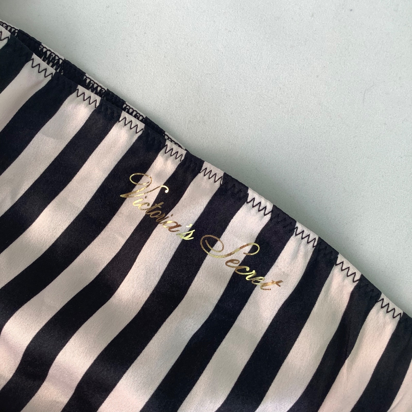 Victoria’s Secret Pale Pink Black Striped Tie Side Cheeky Panties – Size S BNWT