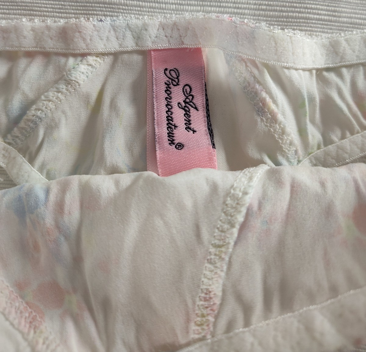 Agent Provocateur Panties Lot (2) White Satin Thong & Black Mesh Briefs Size 2