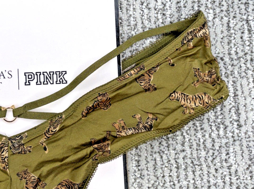 Victoria’s Secret Very Sexy NWT Large Green Tiger Print Strappy Cheeky Panty