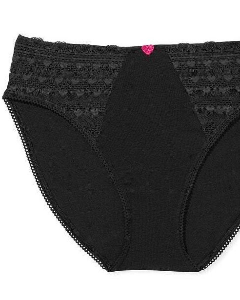 M L XL XXL Black Heart Lace Cotton Victorias Secret HighLeg Waist Brief Panty