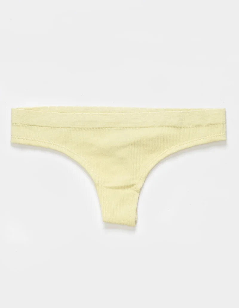 Women’s Seamless Thong Panties XLarge Yellow Ribbed NEW