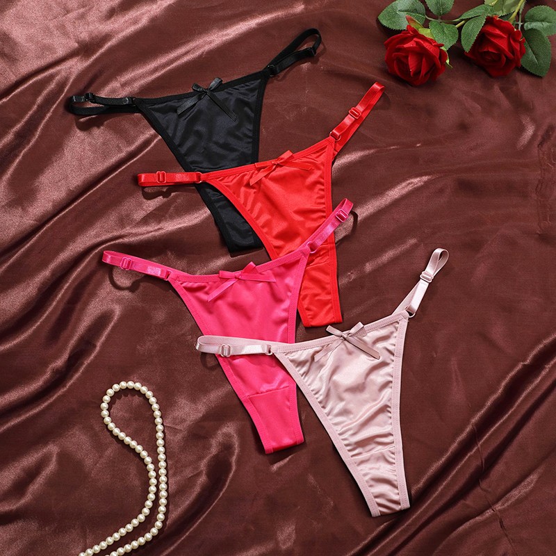 4pack Lot Ladies Women Sexy Panties Brief Satin Bikini Underwear Lingerie T back