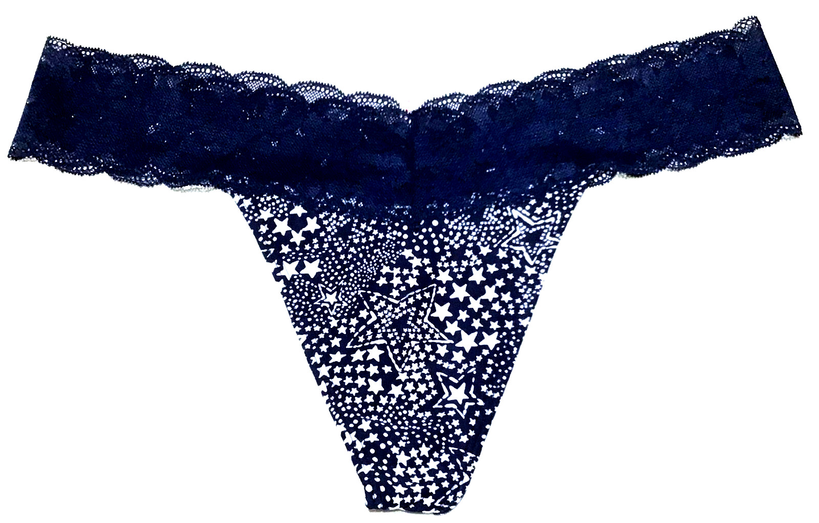 medium – NWT Victoria’s Secret navy blue thong panty cotton stars (c397 a)